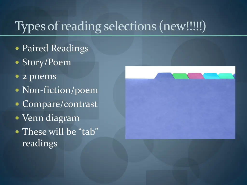 types of reading selections new 1