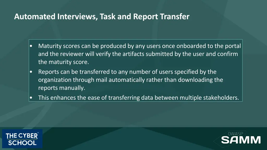 automated interviews task and report transfer