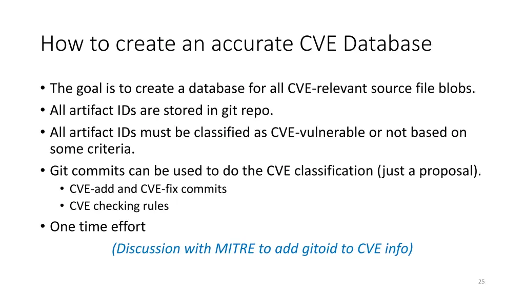 how to create an accurate cve database