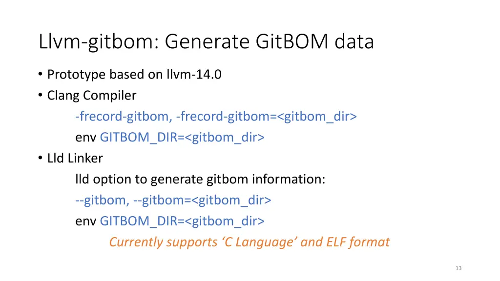 llvm gitbom generate gitbom data