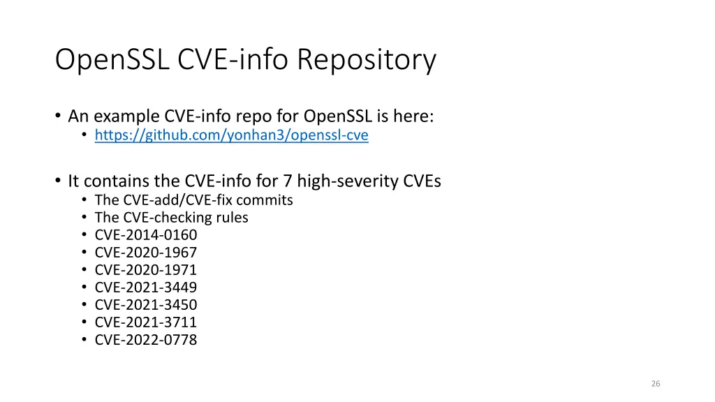 openssl cve info repository