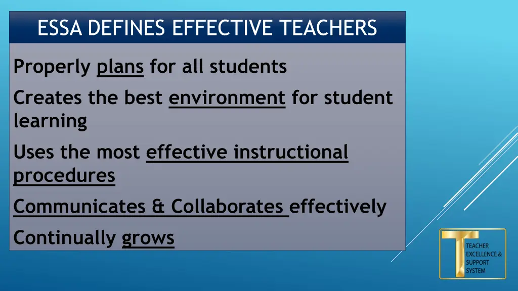 essa defines effective teachers