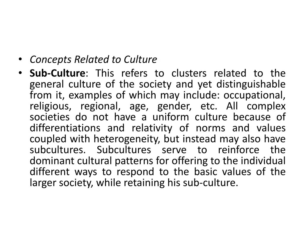 concepts related to culture sub culture this