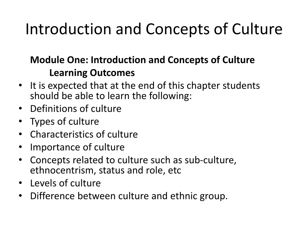 introduction and concepts of culture