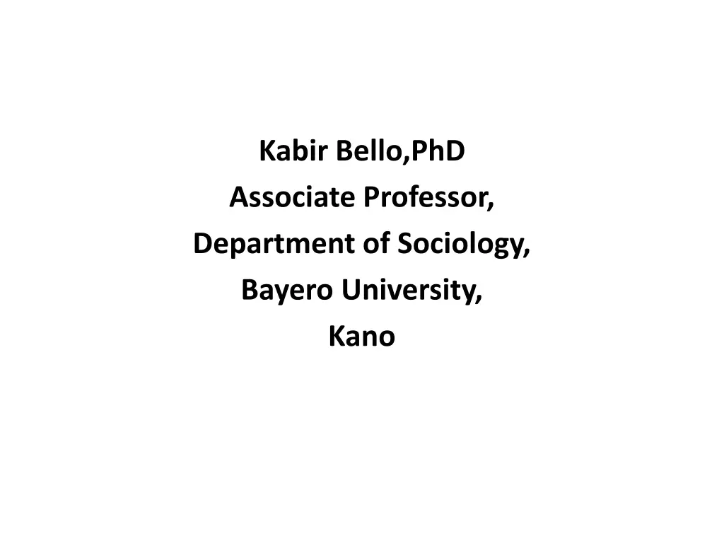 kabir bello phd associate professor department