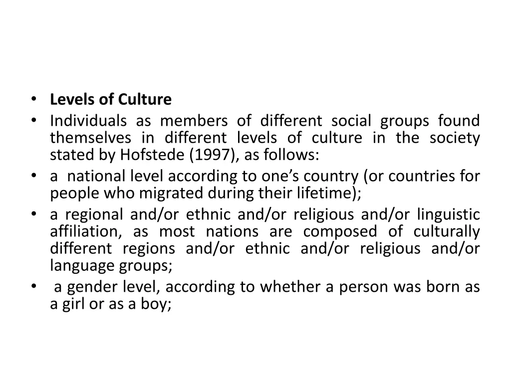 levels of culture individuals as members