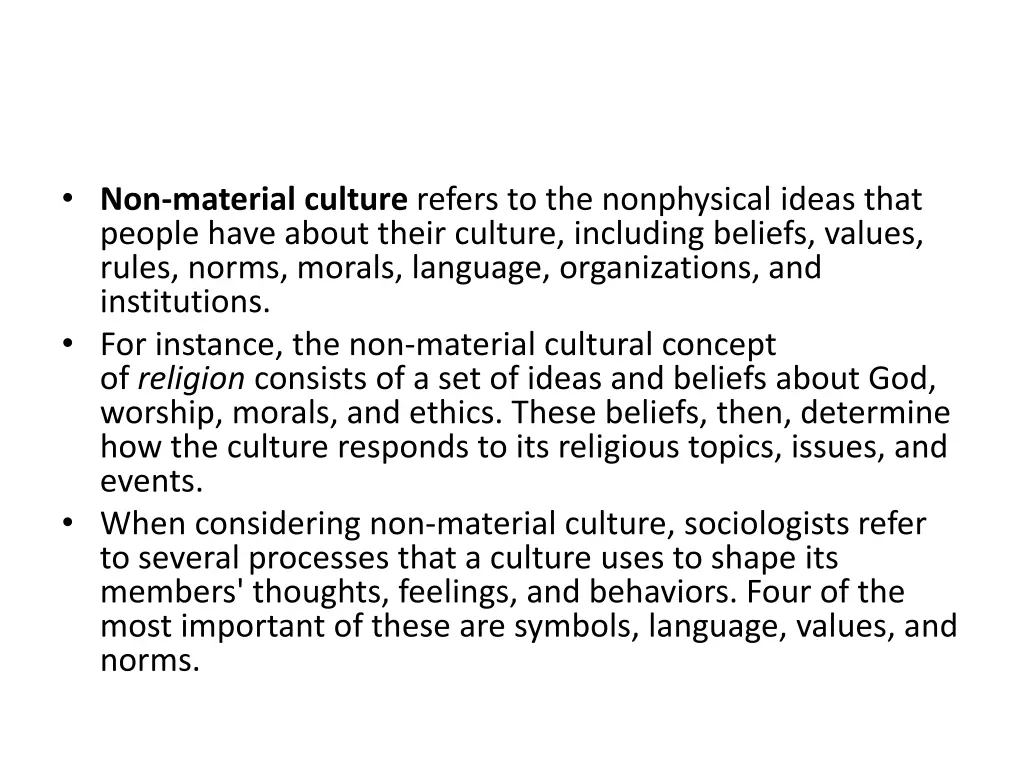 non material culture refers to the nonphysical