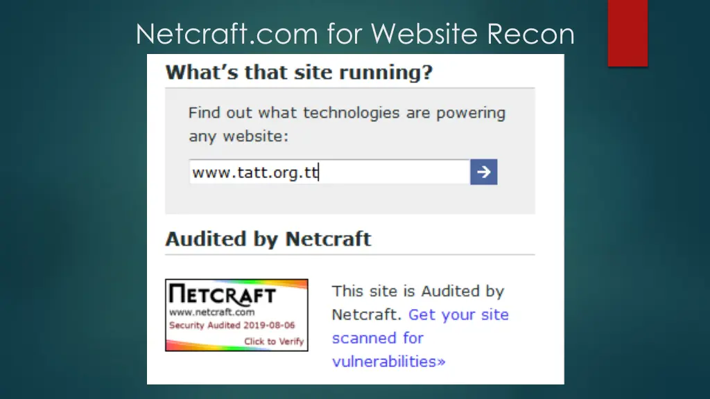 netcraft com for website recon