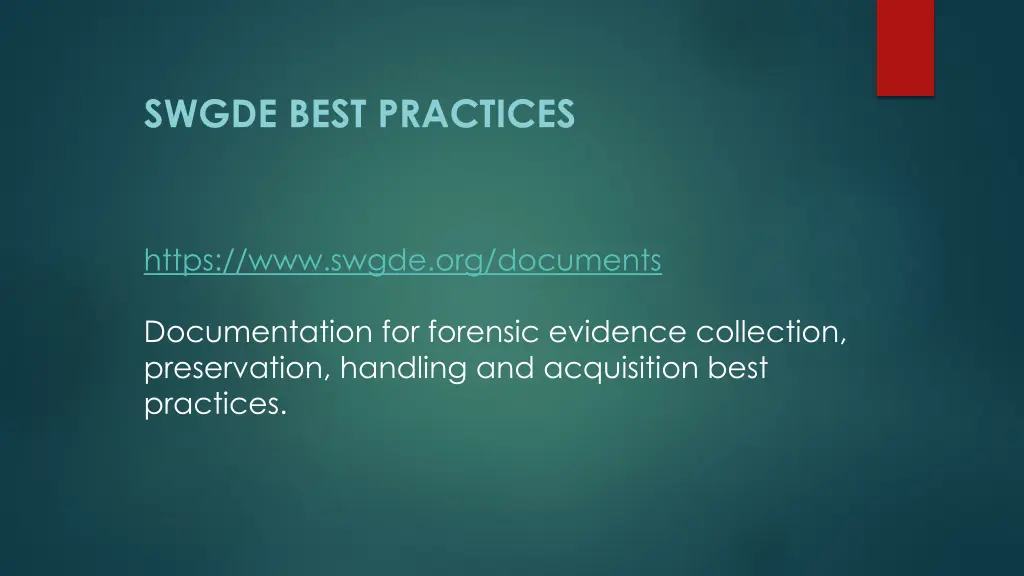 swgde best practices