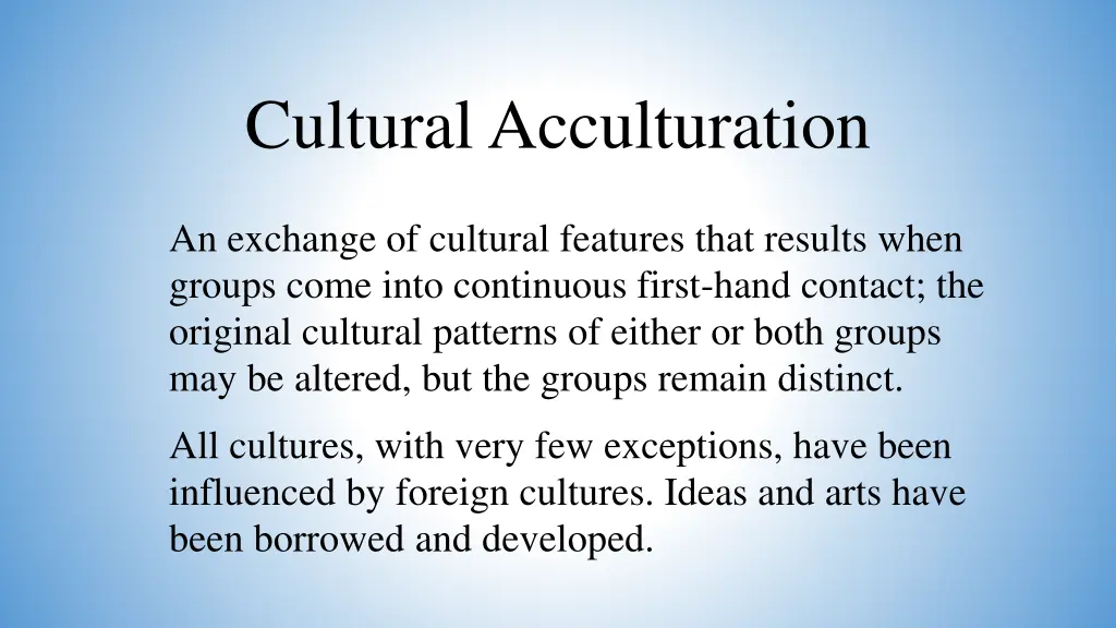 cultural acculturation