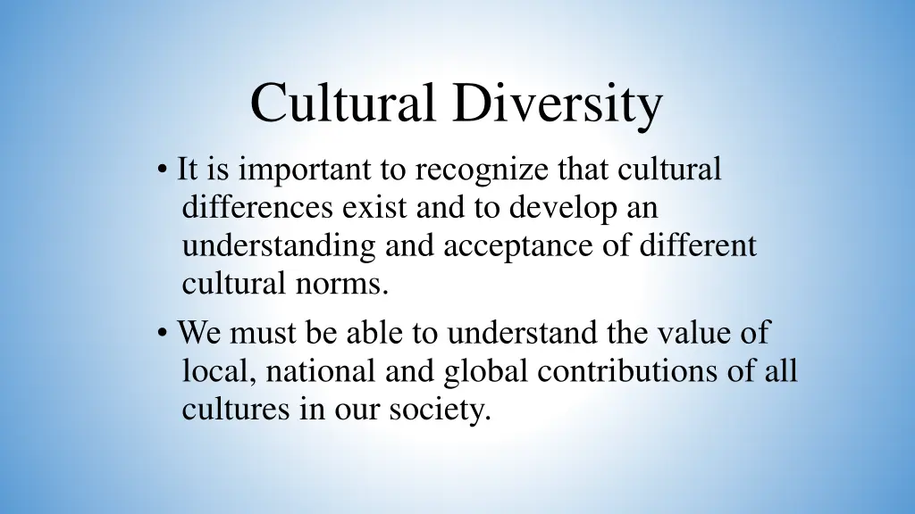 cultural diversity it is important to recognize