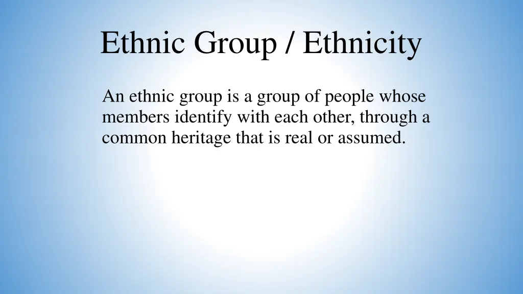 ethnic group ethnicity