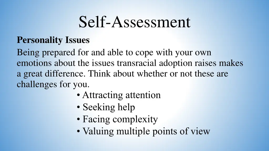 self assessment 1