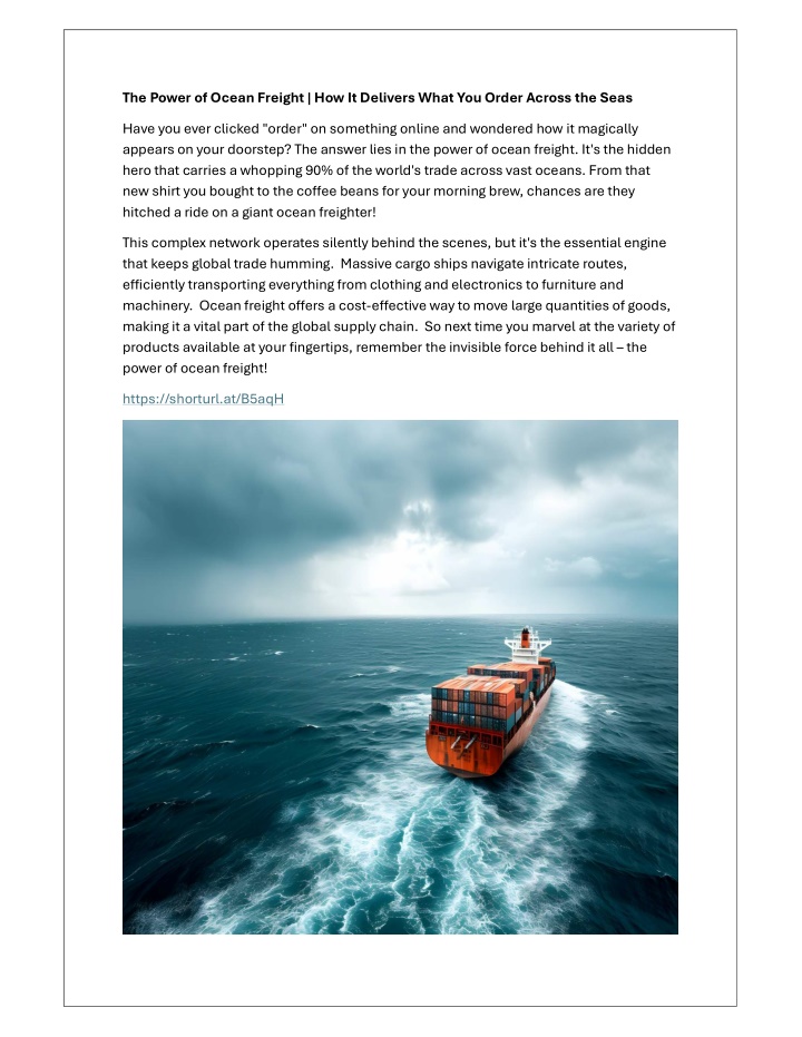 the power of ocean freight how it delivers what