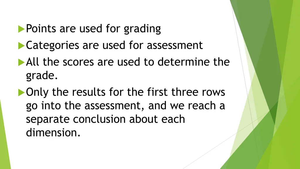 points are used for grading categories are used