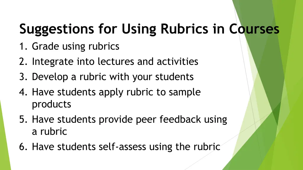 suggestions for using rubrics in courses 1 grade