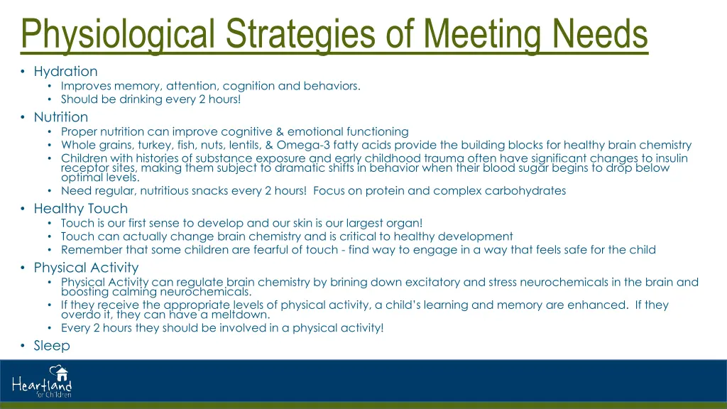 physiological strategies of meeting needs