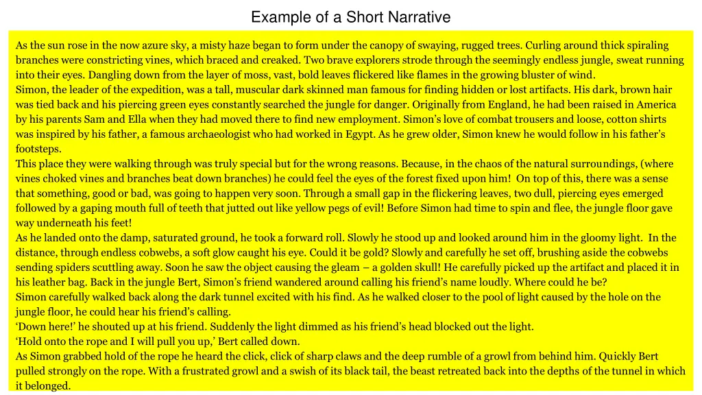 example of a short narrative