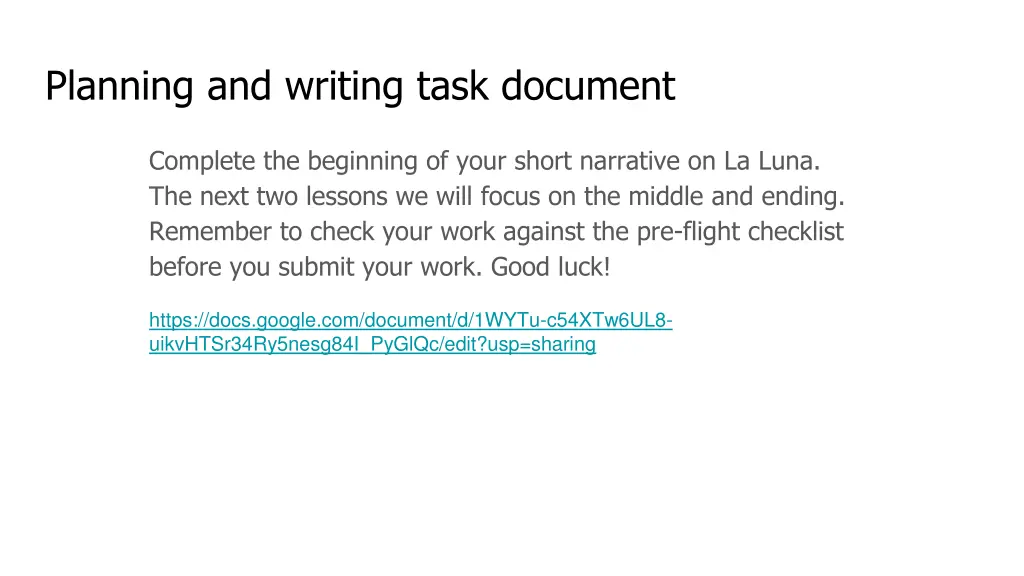 planning and writing task document