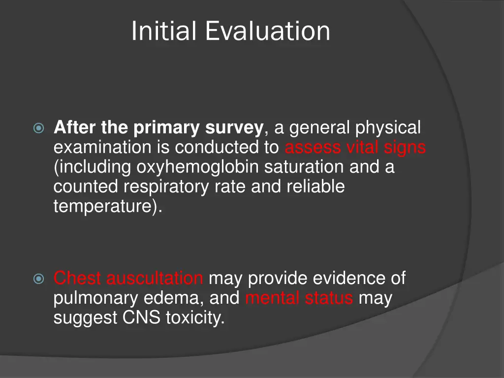 initial evaluation