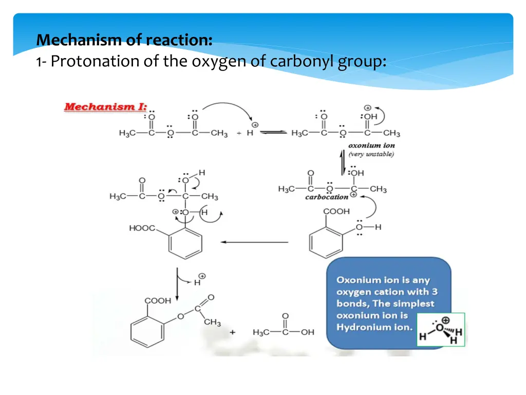 mechanism of reaction 1 protonation of the oxygen