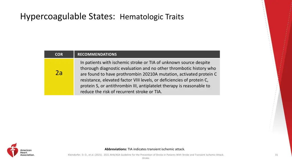 hypercoagulable states hematologic traits