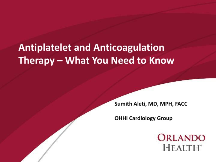 antiplatelet and anticoagulation therapy what