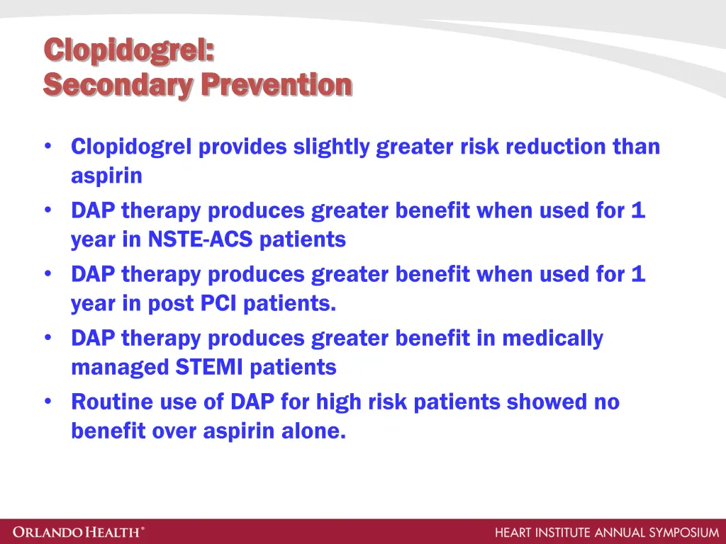 clopidogrel clopidogrel secondary prevention