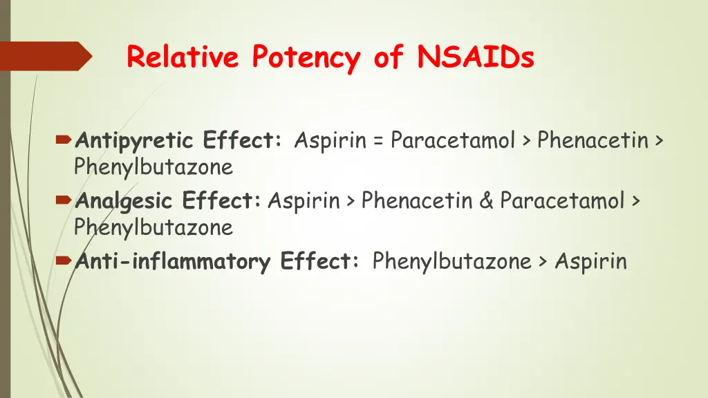 relative potency of nsaids