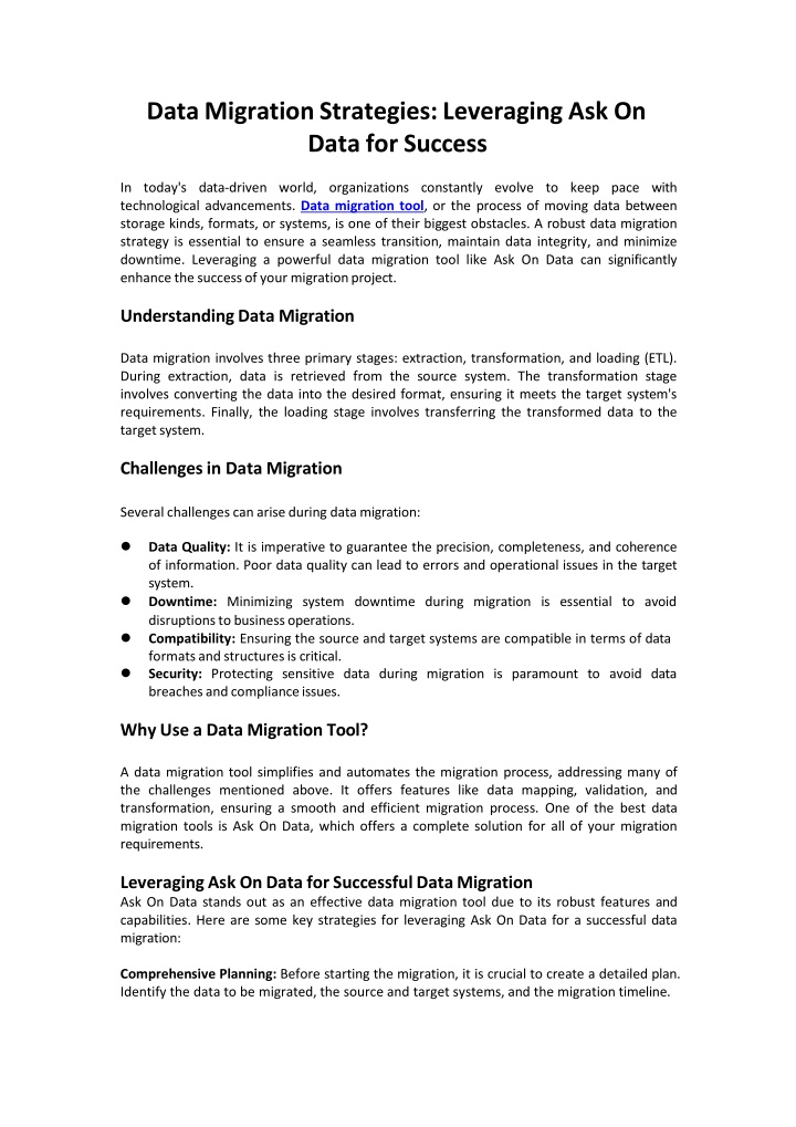 data migration strategies leveraging ask on data