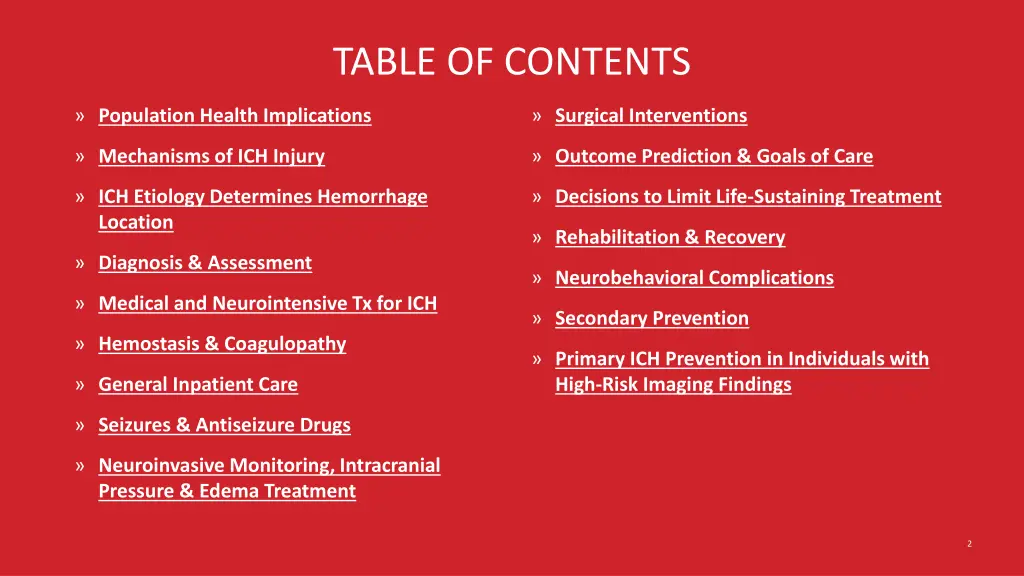 table of contents