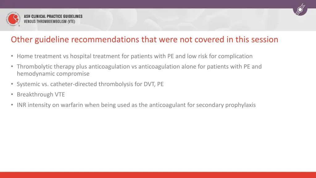 other guideline recommendations that were