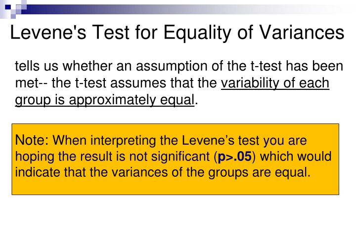 levene s test for equality of variances