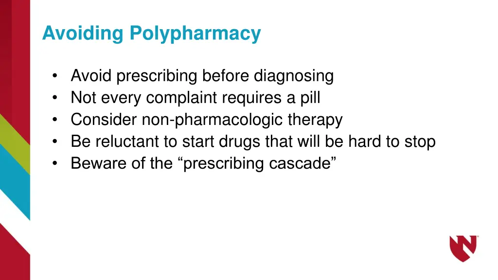 avoiding polypharmacy