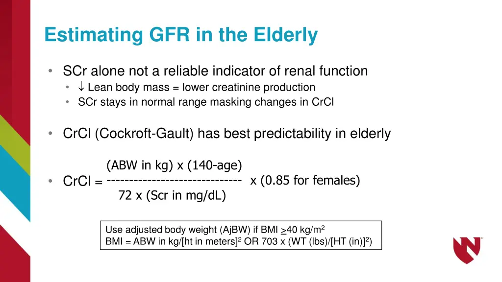 estimating gfr in the elderly