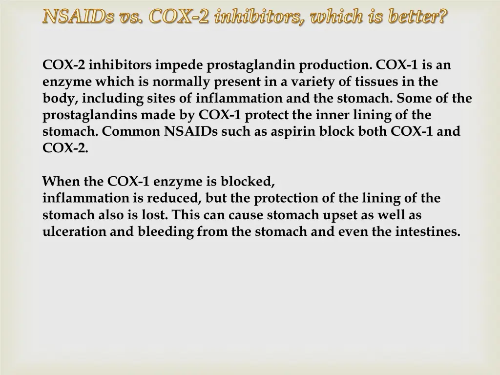 nsaids vs cox 2 inhibitors which is better