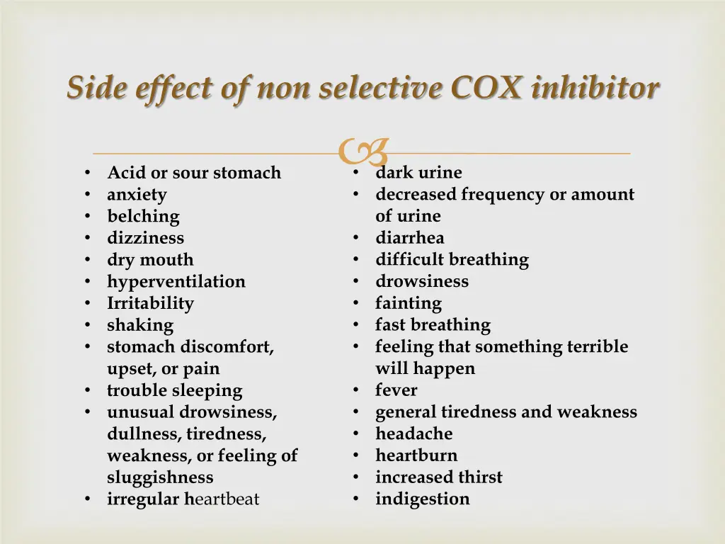 side effect of non selective cox inhibitor