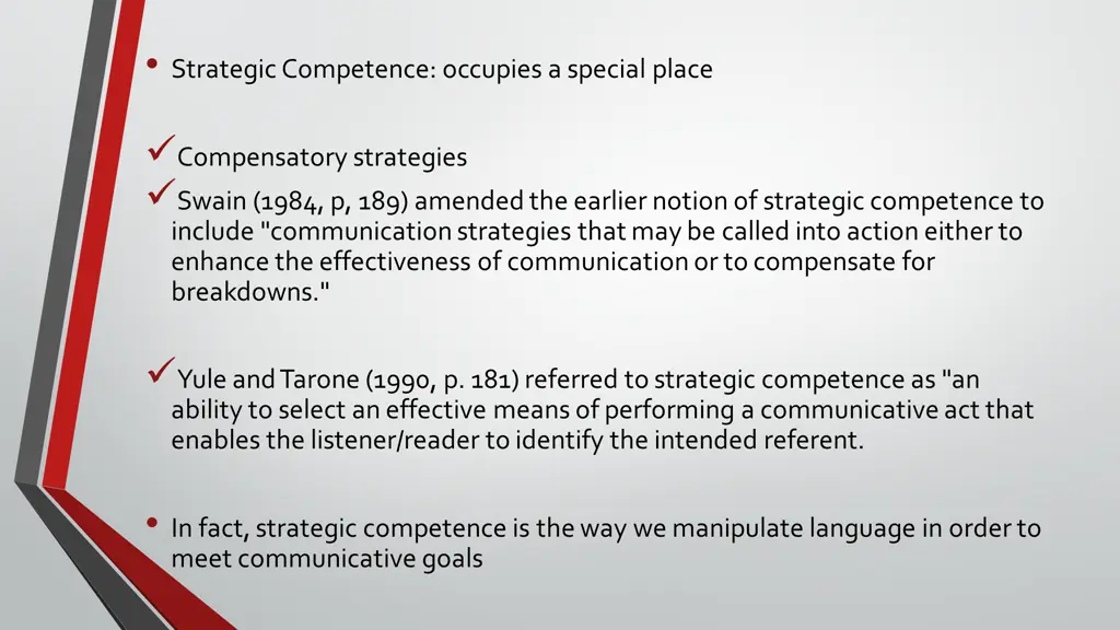 strategic competence occupies a special place