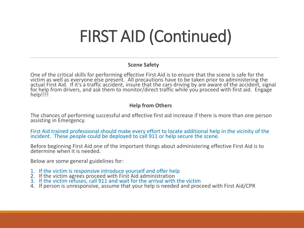 first aid continued first aid continued