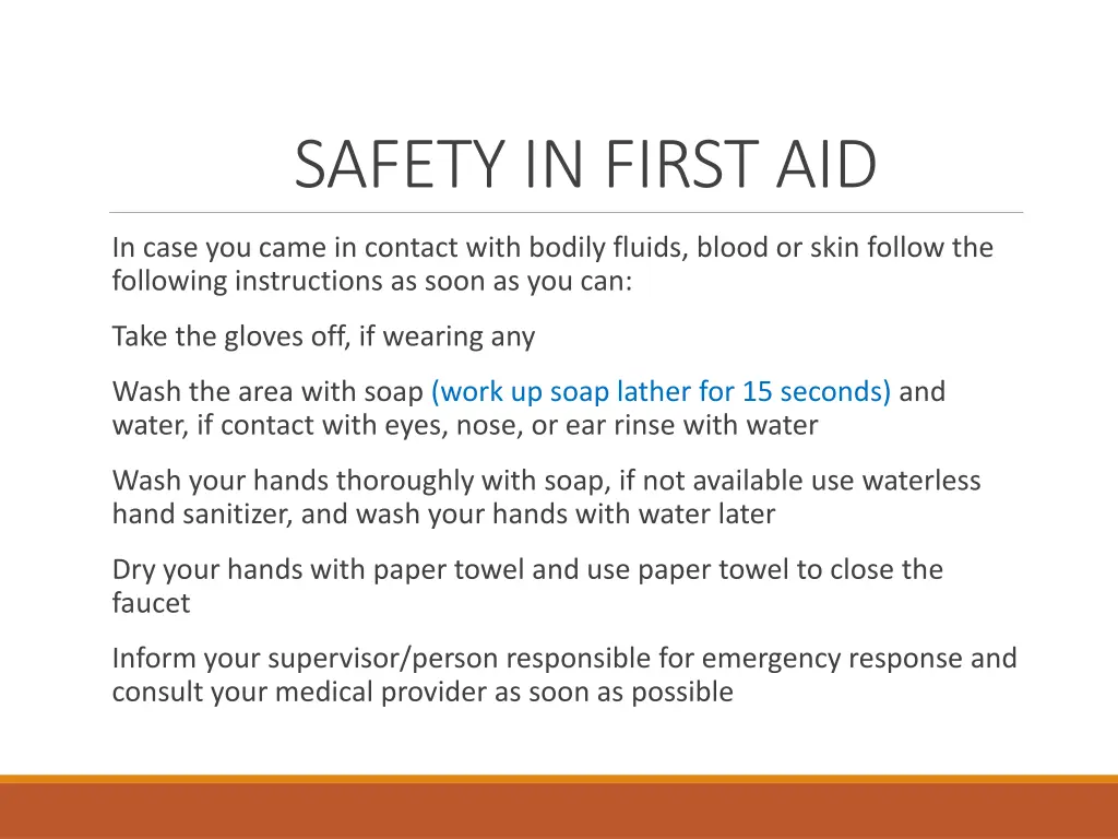 safety in first aid 1