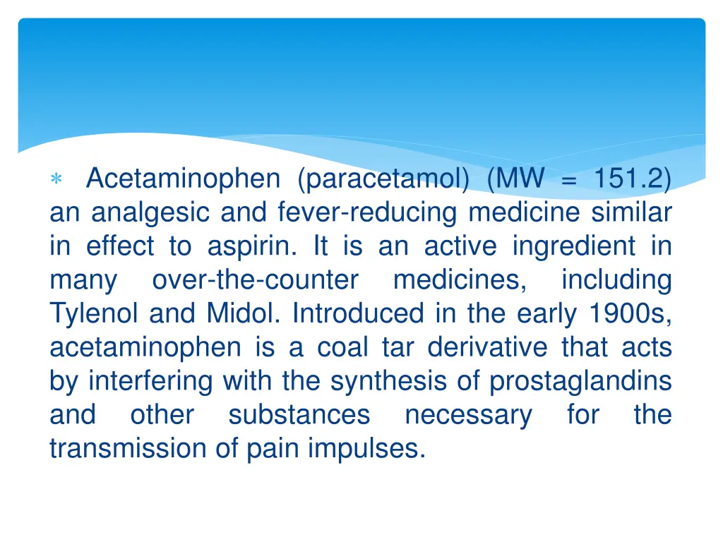 acetaminophen paracetamol mw 151 2 an analgesic