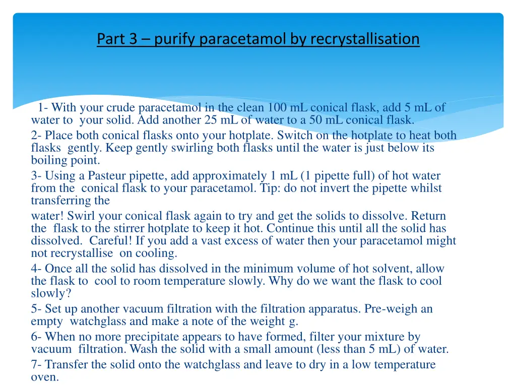 part 3 purify paracetamol by recrystallisation