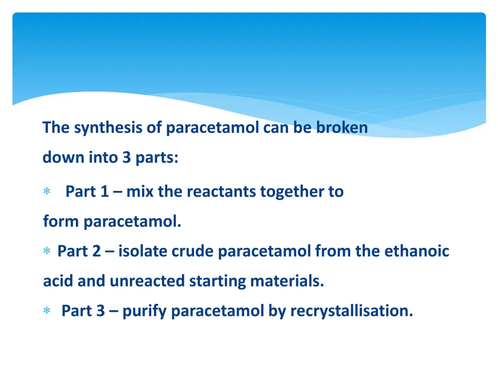 the synthesis of paracetamol can be broken