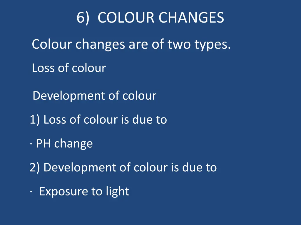 6 colour changes