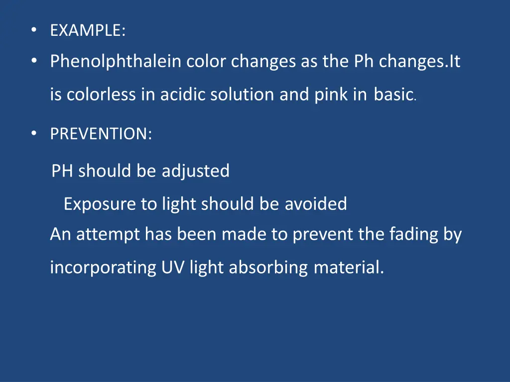 example phenolphthalein color changes