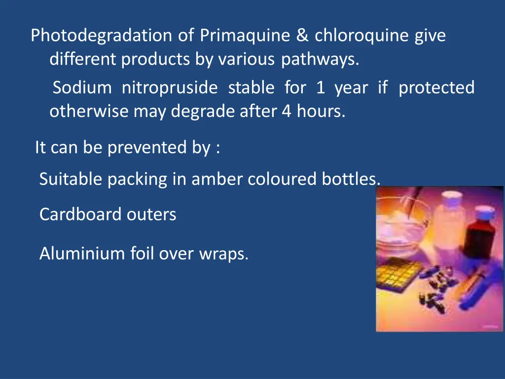 photodegradation of primaquine chloroquine give