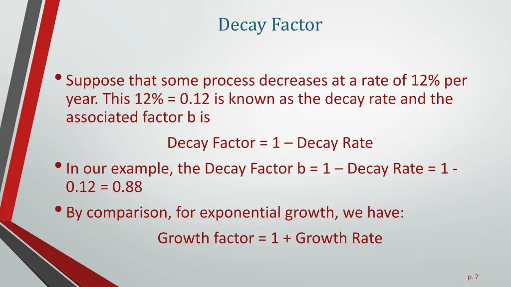 decay factor