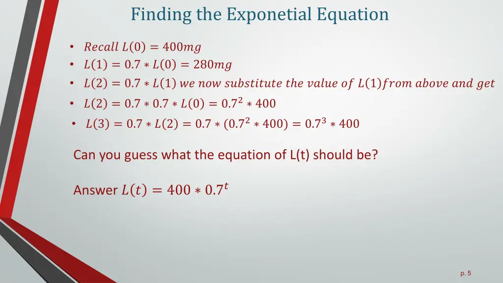 finding the exponetial equation