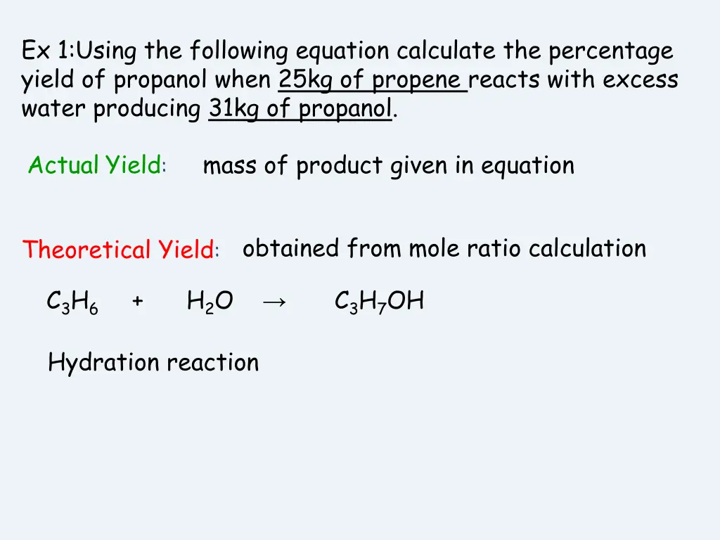 ex 1 using the following equation calculate