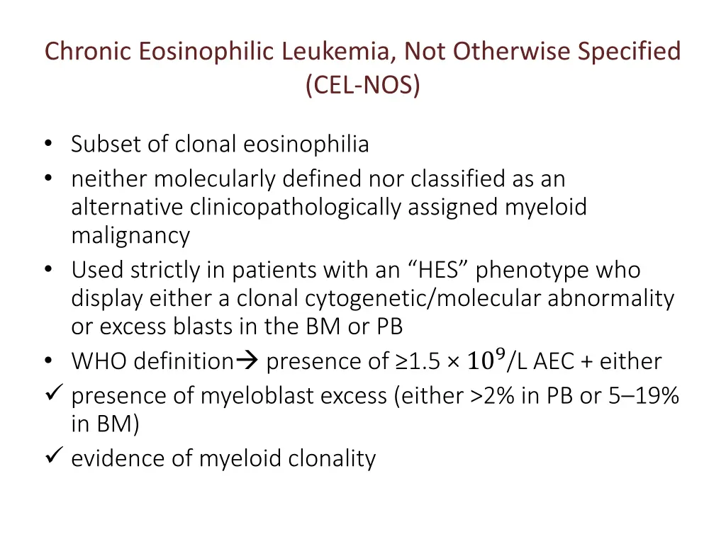 chronic eosinophilic leukemia not otherwise